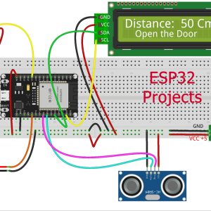 006-esp32-SG90-SRF04--LCD1602-I2C-DOORopen_bb