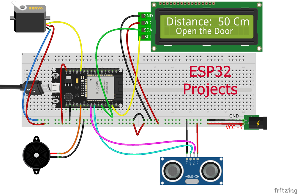 esp32 006-esp32-SG90-SRF04--LCD1602-I2C-DOORopen_bb